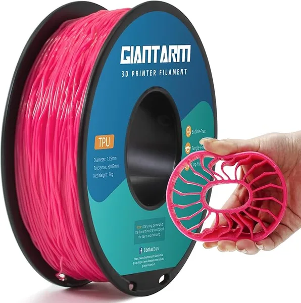 GiantArm GIANTARM TPU Filament 1Kg(2.2lbs), Pink Filament TPU, 95A Flexible 3D Printer Filament with High Elasticity, ± Accuracy, Neatly Wound & Moistureproof, Non-Clogging,TPU Pink