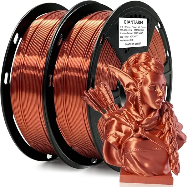 GiantArm GIANTARM 3D Printer Filament, 2kg Silk Copper Pla Filament Dimension Accuracy +/-,for Most 3D FDM Printer