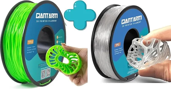 GiantArm GIANTARM 3D Printer Filament 1kg,Clear TPU and Blue Green Dimensional Acuuracy +/-,1080 Feet Per Roll,Vacuum Packaging