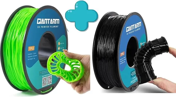 GiantArm GIANTARM 3D Printer Filament 1kg,Green TPU and Black TPU Dimensional Acuuracy +/-,1080 Feet Per Roll,Vacuum Packaging