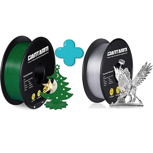 GiantArm GIANTARM 3D Printer Filament 1kg,Green PETG and Clear PETG Dimensional Acuuracy +/-,1080 Feet Per Roll,Vacuum Packaging
