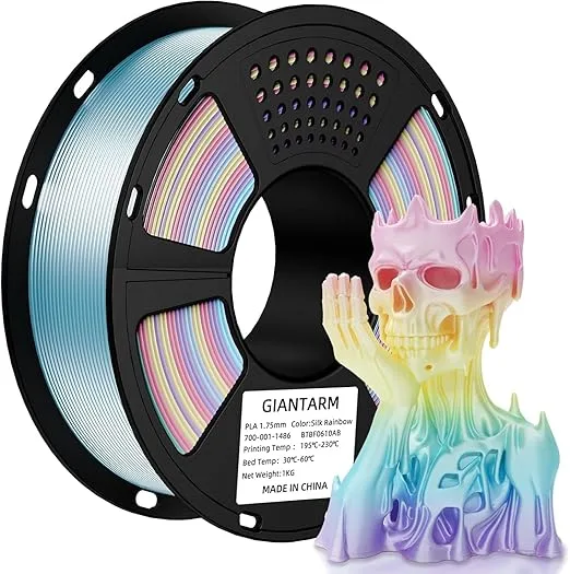GiantArm GIANTARM 3D Printer Filament Silk PLA Gradient Rainbow PLA Color Changing Filament with Vacuum Packaging,1kg (2.2lbs) Spool,Dimensional Accuracy +/-