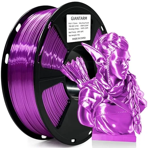 GiantArm GIANTARM 3D Printer Filament, Shiny Silk Dark Purple PLA Filament, 1Kg(2.2lbs) Spool Dimension Accuracy +/-, 3D Printing Filament