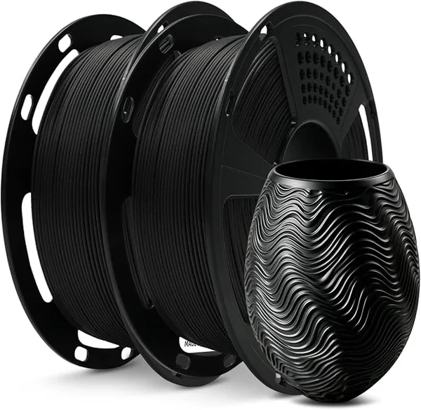 GiantArm GIANTARM 3D Printer Filament, 2PC Black Pla Filament, 2Kg(4.4lbs) Spool Dimension Accuracy +/-, 3D Printing Filament