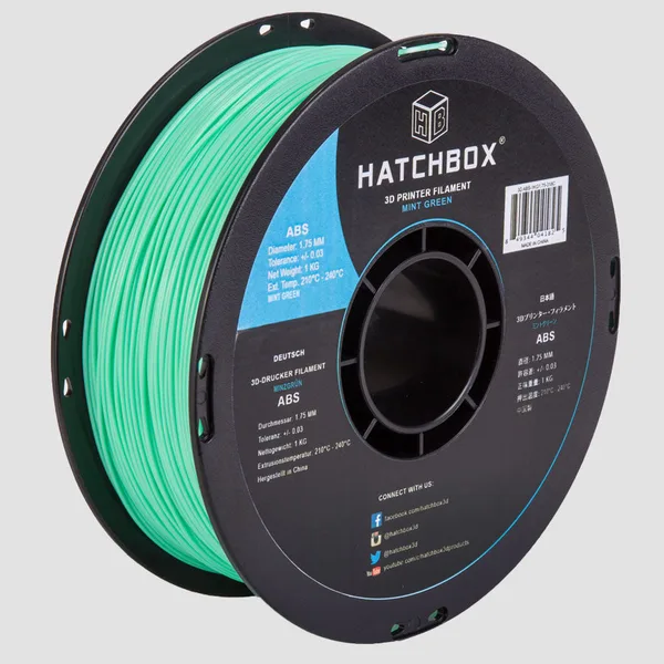 HATCHBOX MINT GREEN ABS FILAMENT -, 1KG SPOOL