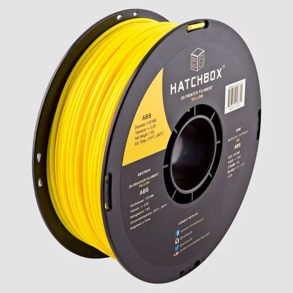 HATCHBOX YELLOW ABS FILAMENT -, 1KG SPOOL