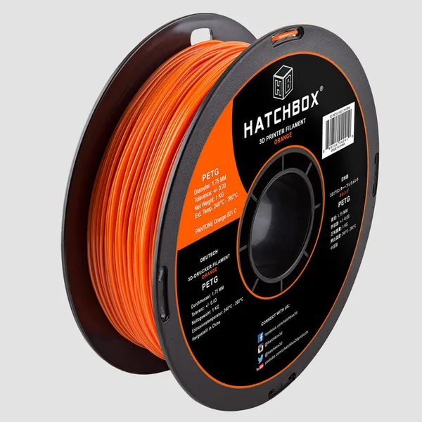 HATCHBOX ORANGE PETG FILAMENT -, 1KG SPOOL