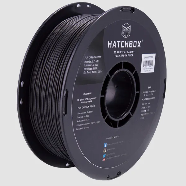 HATCHBOX CARBON FIBER PLA FILAMENT -, 1KG SPOOL