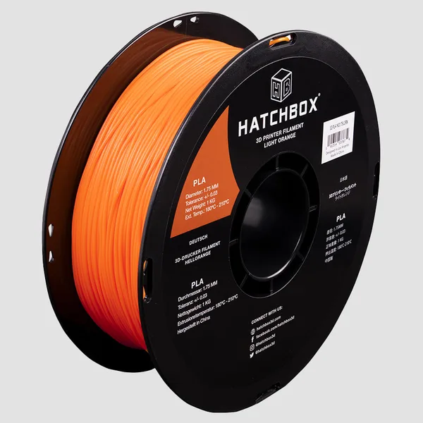 HATCHBOX LIGHT ORANGE PLA FILAMENT -, 1KG SPOOL