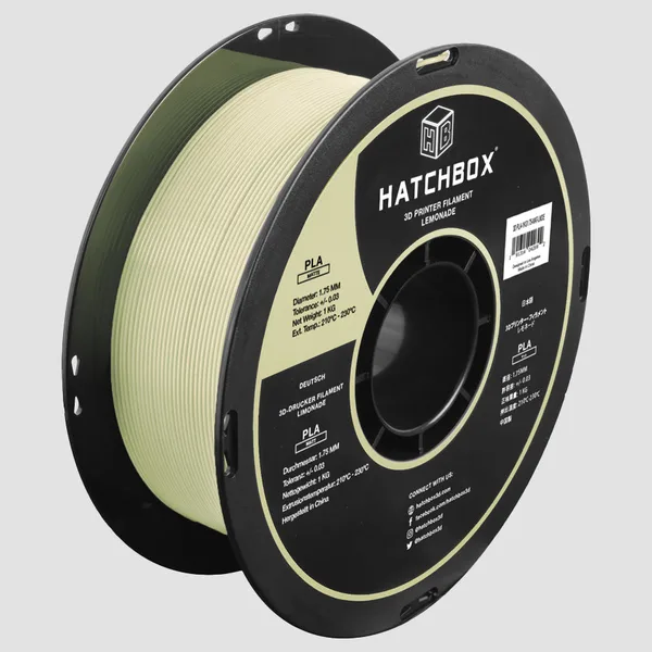 HATCHBOX LEMONADE MATTE PLA FILAMENT -, 1KG SPOOL