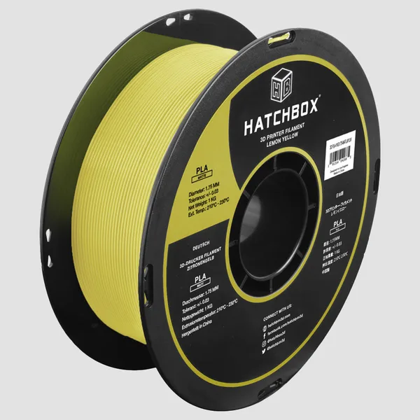 HATCHBOX LEMON YELLOW MATTE PLA FILAMENT -, 1KG SPOOL