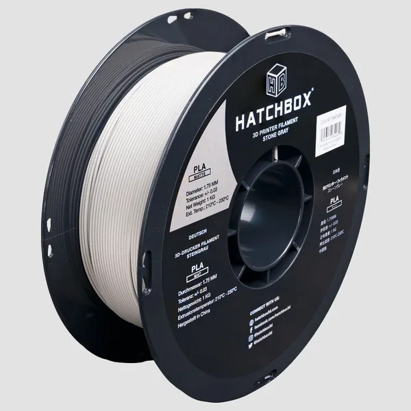 HATCHBOX STONE GRAY MATTE PLA FILAMENT -, 1KG SPOOL