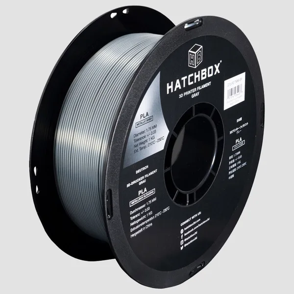 HATCHBOX METALLIC FINISH GRAY PLA FILAMENT -, 1KG SPOOL