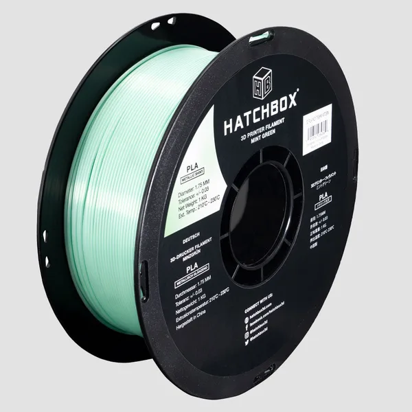 HATCHBOX METALLIC FINISH MINT GREEN PLA FILAMENT -, 1KG SPOOL