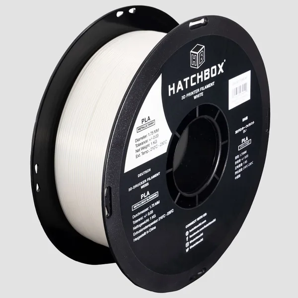 HATCHBOX METALLIC FINISH WHITE PLA FILAMENT -, 1KG SPOOL