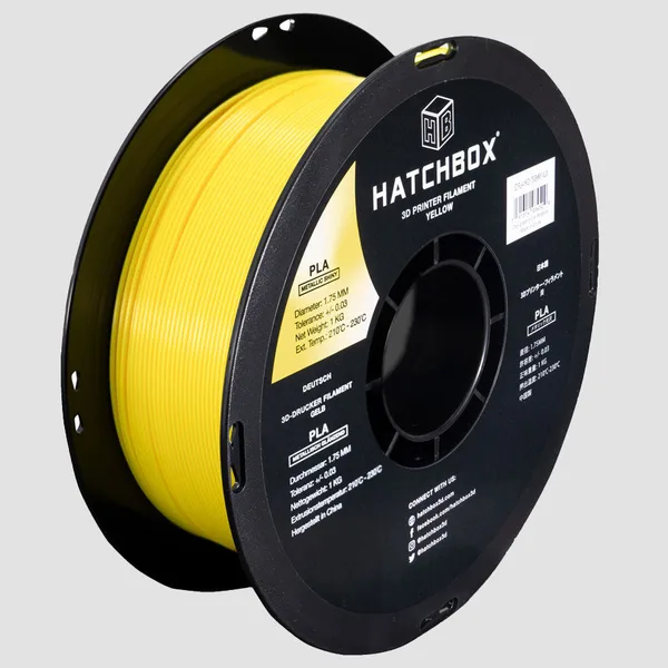 HATCHBOX METALLIC FINISH YELLOW PLA FILAMENT -, 1KG SPOOL