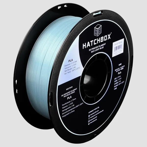 HATCHBOX SILK LIGHT BLUE PLA FILAMENT -, 1KG SPOOL