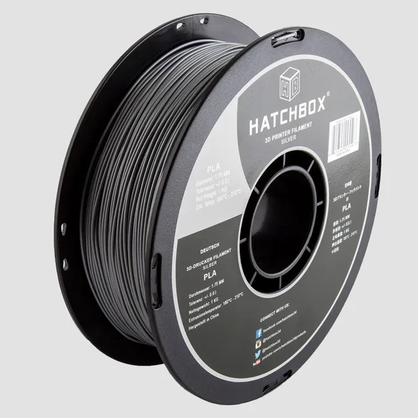 HATCHBOX SILVER PLA FILAMENT -, 1KG SPOOL