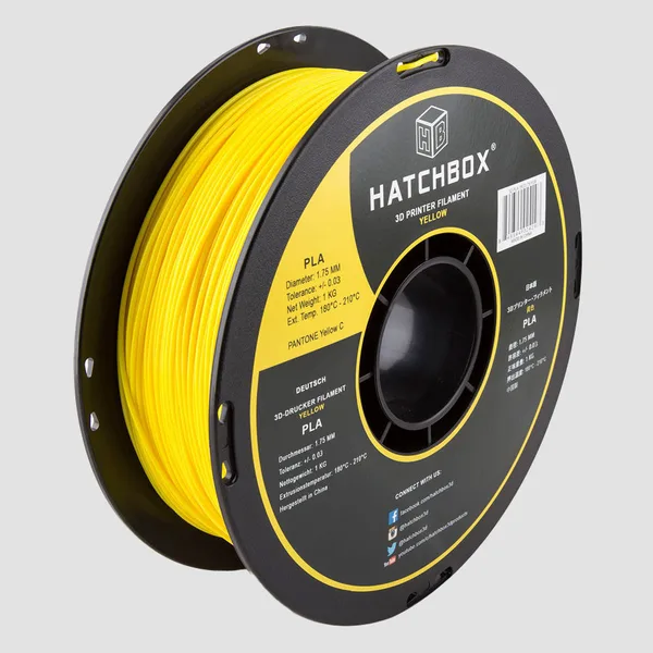 HATCHBOX YELLOW PLA FILAMENT -, 1KG SPOOL