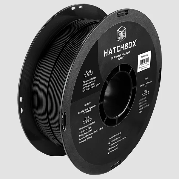 HATCHBOX BLACK PLA PRO+ FILAMENT -, 1KG SPOOL
