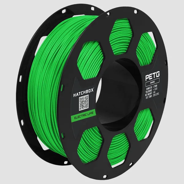 HATCHBOX ELECTRIC LIME RAPID PETG FILAMENT –, 1KG SPOOL