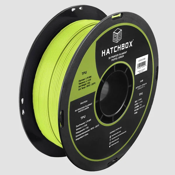 HATCHBOX PASTEL GREEN TPU FILAMENT -, 1KG SPOOL (SHORE 95A)