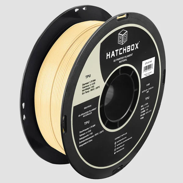 HATCHBOX NATURAL TPU FILAMENT -, 1KG SPOOL (SHORE 95A)