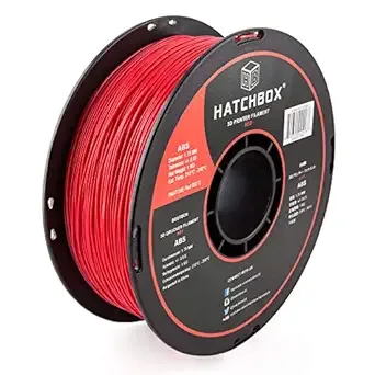 HATCHBOX HATCHBOX ABS 3D Printer Filament, Dimensional Accuracy +/-, 1 kg Spool, Red