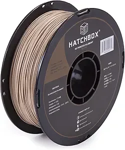 HATCHBOX HATCHBOX Wood PLA 3D Printer Filament, 1 KG Spool, Dimensional Accuracy +/-, 3D Printing Wood Filament