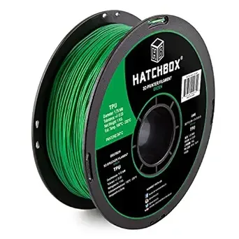 HATCHBOX HATCHBOX Green TPU 3D Printer Filament Shore 95A, 1 KG Spool, Dimensional Accuracy +/-, 3D Printing Filament