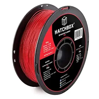 HATCHBOX HATCHBOX Red TPU 3D Printer Filament Shore 95A, 1 KG Spool, Dimensional Accuracy +/-, 3D Printing Filament