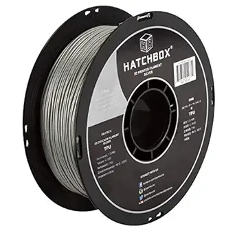 HATCHBOX HATCHBOX Silver TPU 3D Printer Filament Shore 95A, 1 KG Spool, Dimensional Accuracy +/-, 3D Printing Filament