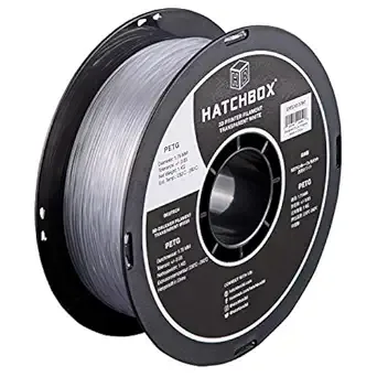 HATCHBOX HATCHBOX PETG 3D Printer Filament, Dimensional Accuracy +/-, 1 kg Spool (Transparent White)