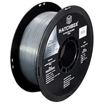 HATCHBOX HATCHBOX Metallic Finish PLA 3D Printer Filament, Dimensional Accuracy +/-, 1 kg Spool, Gray