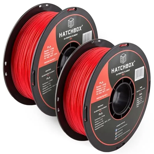 HATCHBOX HATCHBOX 2 Pack Bundle of 1KG PLA 3D Printer Filaments, 2KG Total, Dimensional Accuracy +/-, 3D Printing Filament Spools