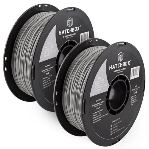HATCHBOX HATCHBOX 2 Pack Bundle of 1KG PLA 3D Printer Filaments, 2KG Total, Dimensional Accuracy +/-, 3D Printing Filament Spools