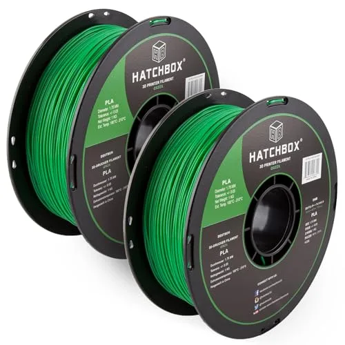 HATCHBOX HATCHBOX 2 Pack Bundle of 1KG PLA 3D Printer Filaments, 2KG Total, Dimensional Accuracy +/-, 3D Printing Filament Spools