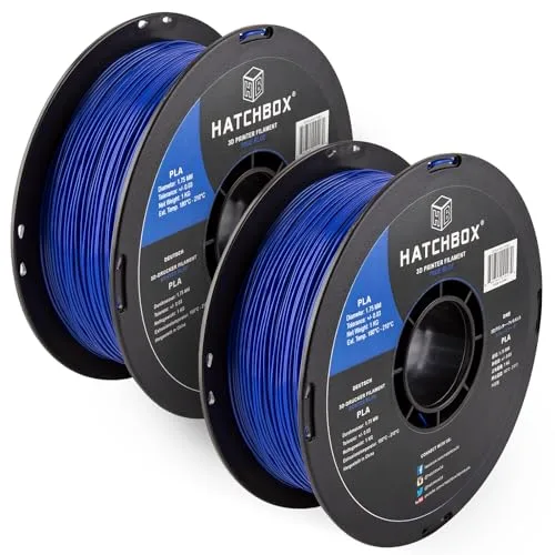 HATCHBOX HATCHBOX 2 Pack Bundle of 1KG PLA 3D Printer Filaments, 2KG Total, Dimensional Accuracy +/-, 3D Printing Filament Spools