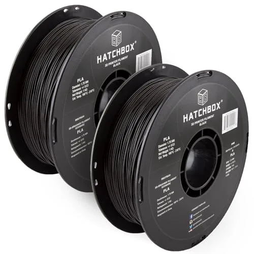HATCHBOX HATCHBOX 2 Pack Bundle of 1KG PLA 3D Printer Filaments, 2KG Total, Dimensional Accuracy +/-, 3D Printing Filament Spools