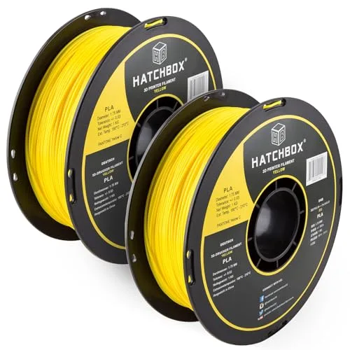 HATCHBOX HATCHBOX 2 Pack Bundle of 1KG PLA 3D Printer Filaments, 2KG Total, Dimensional Accuracy +/-, 3D Printing Filament Spools