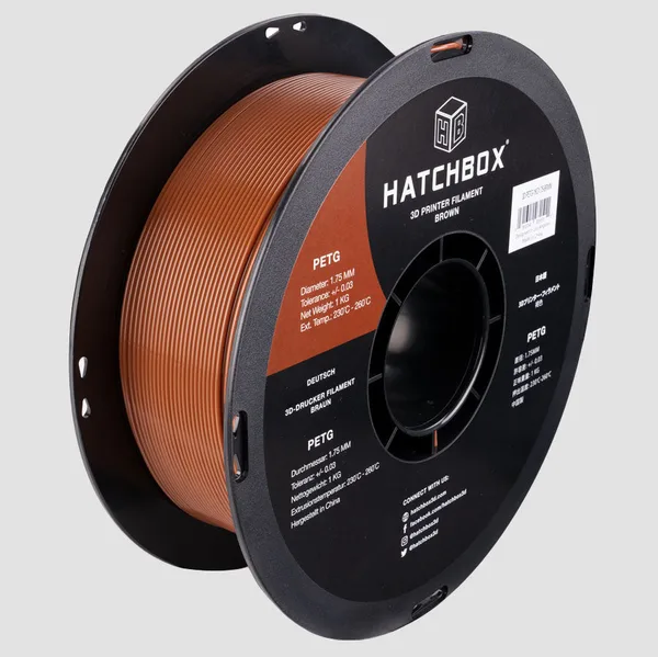 HATCHBOX BROWN  PETG FILAMENT -, 1KG SPOOL