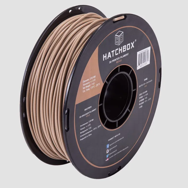 HATCHBOX WOOD PLA FILAMENT -, 1KG SPOOL