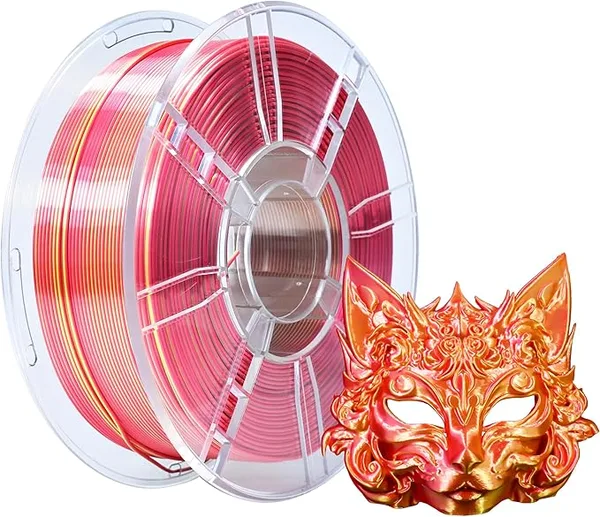 iBoss iBOSS Silk PLA Plus Dual Color Filament, Clog-Free Shiny 3D Printer Filament, 1kg Spool(2.2lbs), Dimensional Accuracy +/-, Fit Most FDM Printer(Silk Red and Gold)