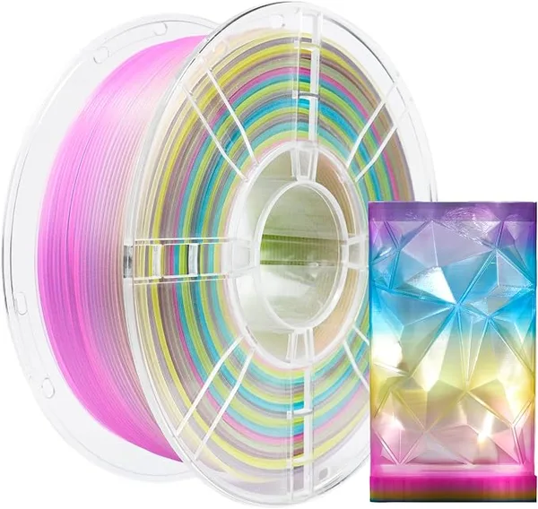 iBoss iBOSS Transparent Multi Rainbow Color Gradient Change PLA Plus 1KG 3D Printing Filament Crystal Rainbow PLA+ Clear PLA PRO Filament with Cardboard Spool Fit Most FDM Printer
