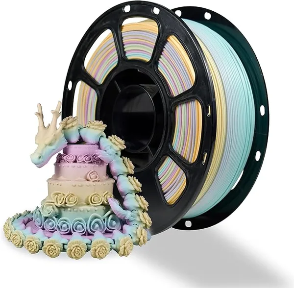 iBoss iBOSS Matte PLA+ 3D Printer Filament, Matt Surface & Low Warping Filament 1kg Spool (2.2 lbs), Accuracy +/-, Fit Most FDM Printers (Matte Marshmallow Rainbow)