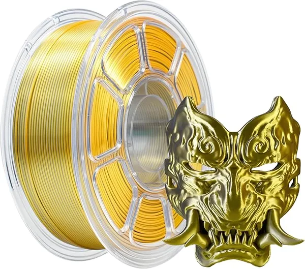 iBoss iBOSS Silk Dual Color PLA+ Filament 3D Printer +/-, Bicolor Filament Two Tone PLA Plus 1KG(2.2lbs) Cardboard Spool Fit for 3D Printers, Gold Silver
