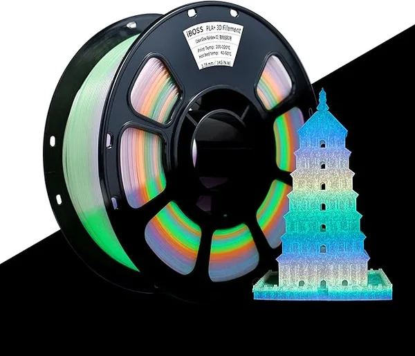 iBoss iBOSS Rapid PLA+ Filament Luminous Rainbow, PLA Plus Glow in The Dark 3D Printer Filament 1kg Spool, Dimensional Accuracy +/-, Brilliant Long-Lasting Glow Rainbow 02