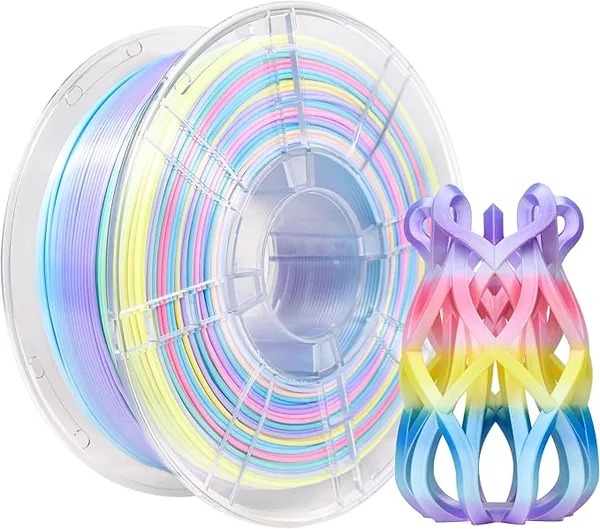 iBoss iBOSS Silk Rainbow PLA+ Filament, Multicolor Silk 3D Printer Filament +/-, Fast Color Change Each 8 Meters, 1kg/2.2lbs, Silk Macaron Rainbow Filament