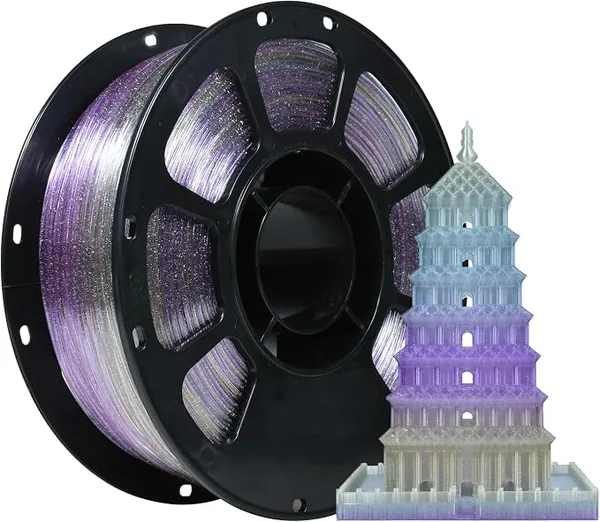 iBoss iBOSS Transparent Filament Clear PETG Filament, PETG Glitter 3D Printer Consumables, 1kg Filament (2.2lbs), Dimensional Accuracy +/-,Transparent PETG Glaze Yellow Purple Blue