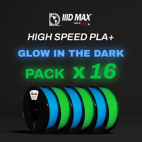 IIID Max 16 x 1kg Glow in the Dark PLA+ Filament